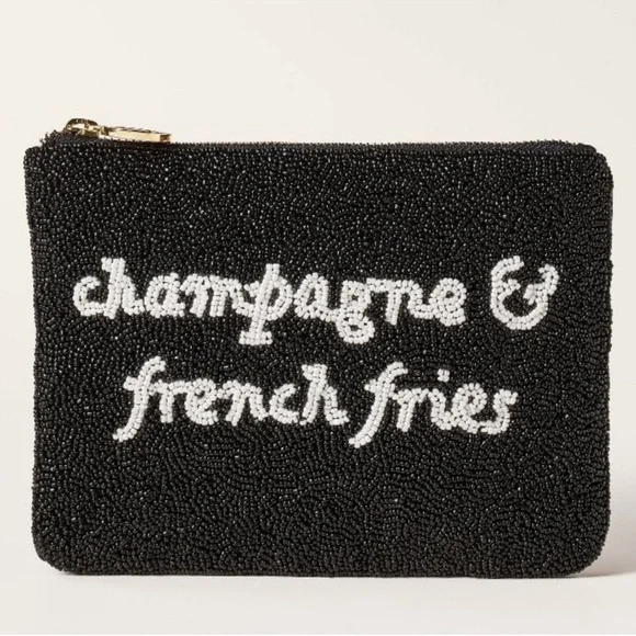 KATE SPADE x Target NWT Black Beaded “Champagne and French Fries” Clutch - Picture 1 of 5